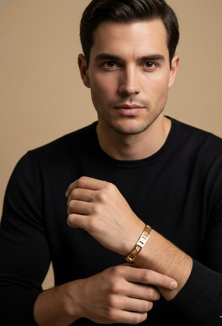 Unisex Classic Roman Bangle Type Kada-Gold ABDB2039